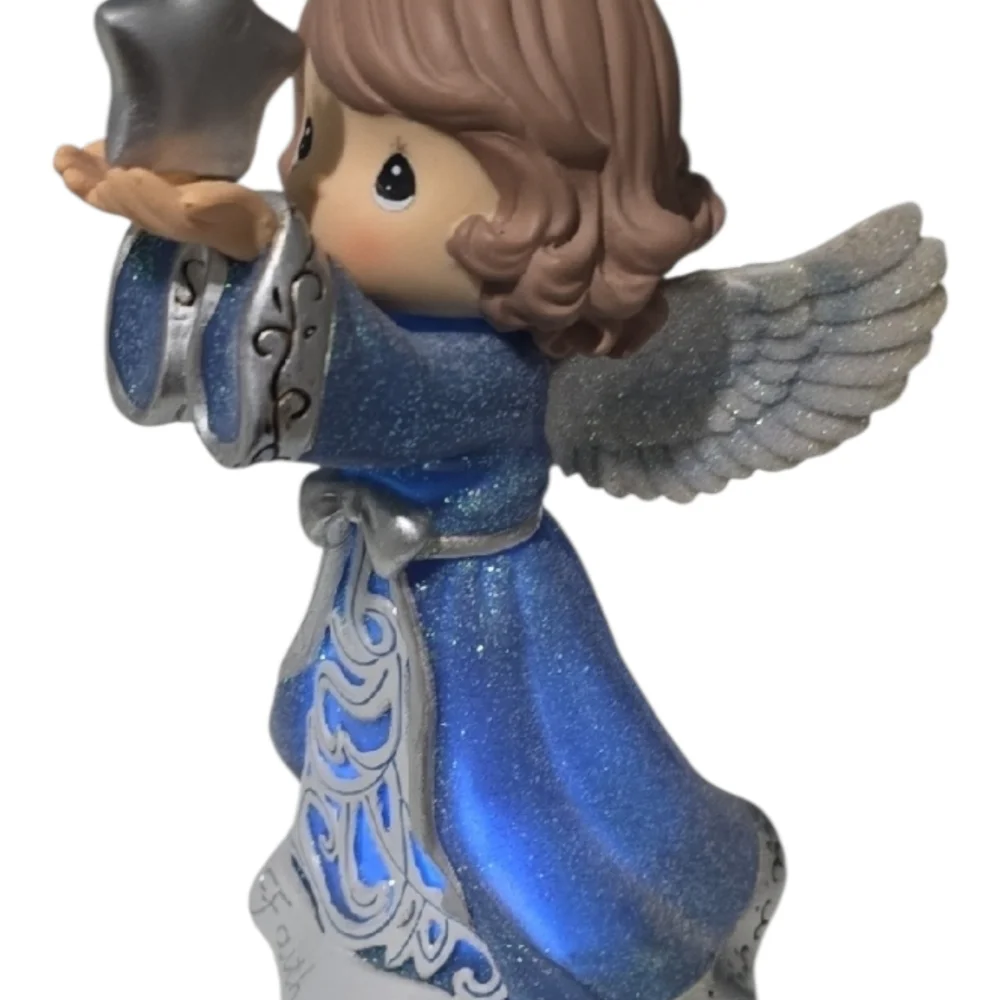 Precious Moments Sparkling Blue Angel Figurine Holding Star 6-1/2